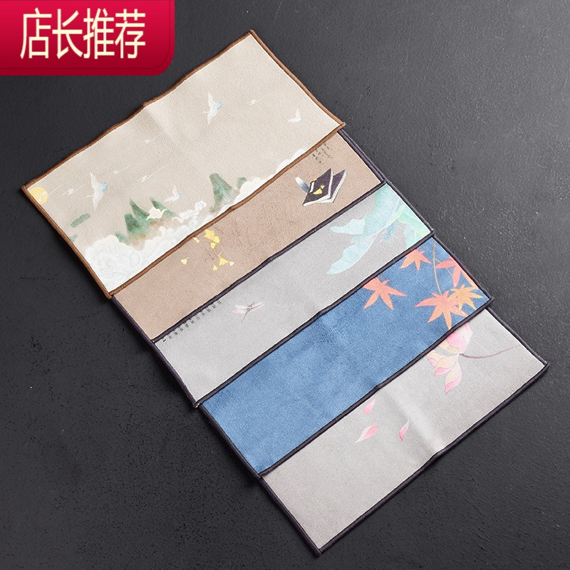 禅意功夫茶巾茶布吸水加厚茶具毛巾茶席茶盘台桌布用抹布彩绘JING PING