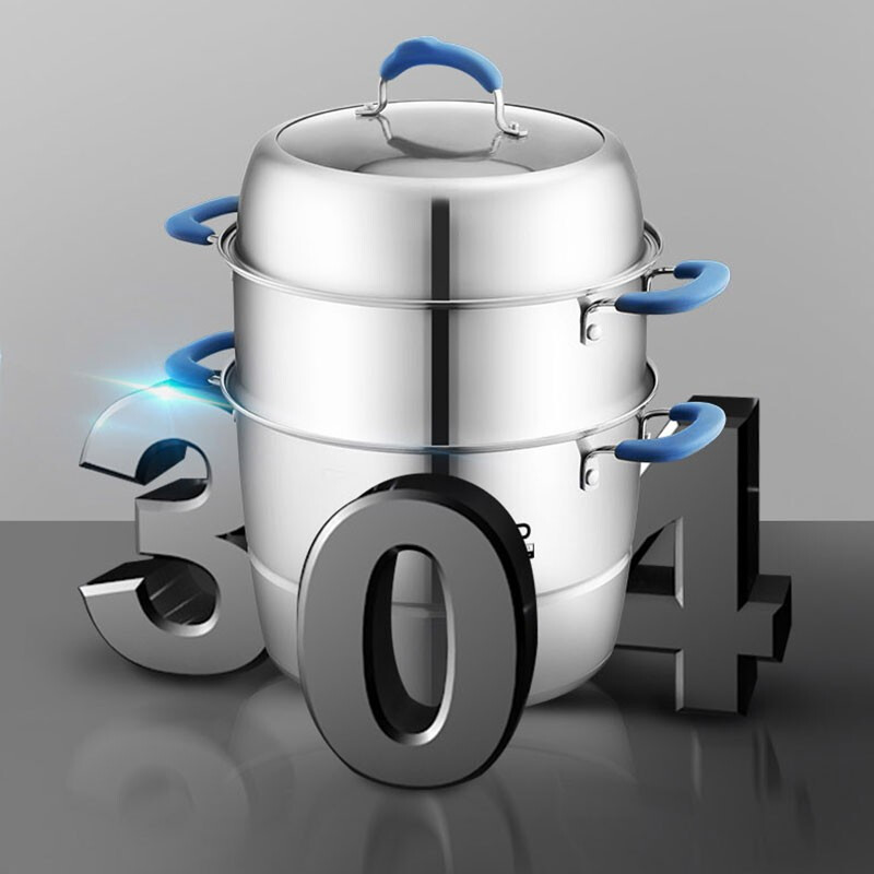 爱仕达(ASD)蒸锅304不锈钢锅不串味三层玻璃 燃气电磁炉通用蒸笼 32CM ZS32E1Q高清大图