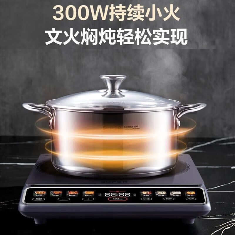 苏泊尔(SUPOR)电磁炉家用2200W大功率大面板235mm大线圈防辐降噪预约定时显影彩屏持续加热C22-IA01