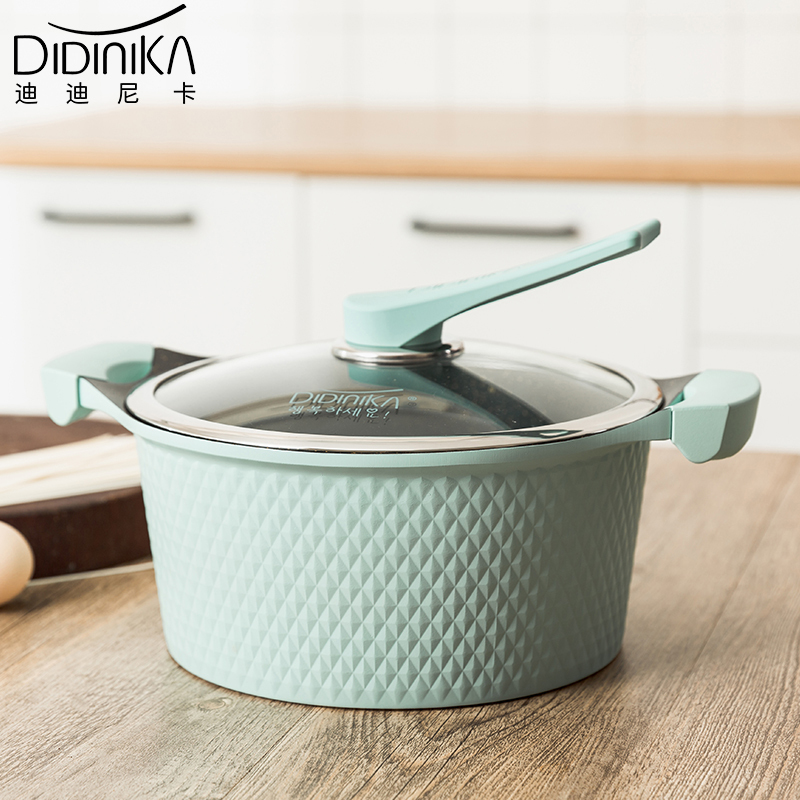 迪迪尼卡(Didinika) 麦饭石汤锅蒸锅两用不粘锅电磁炉燃气灶适用家用炖锅24cm