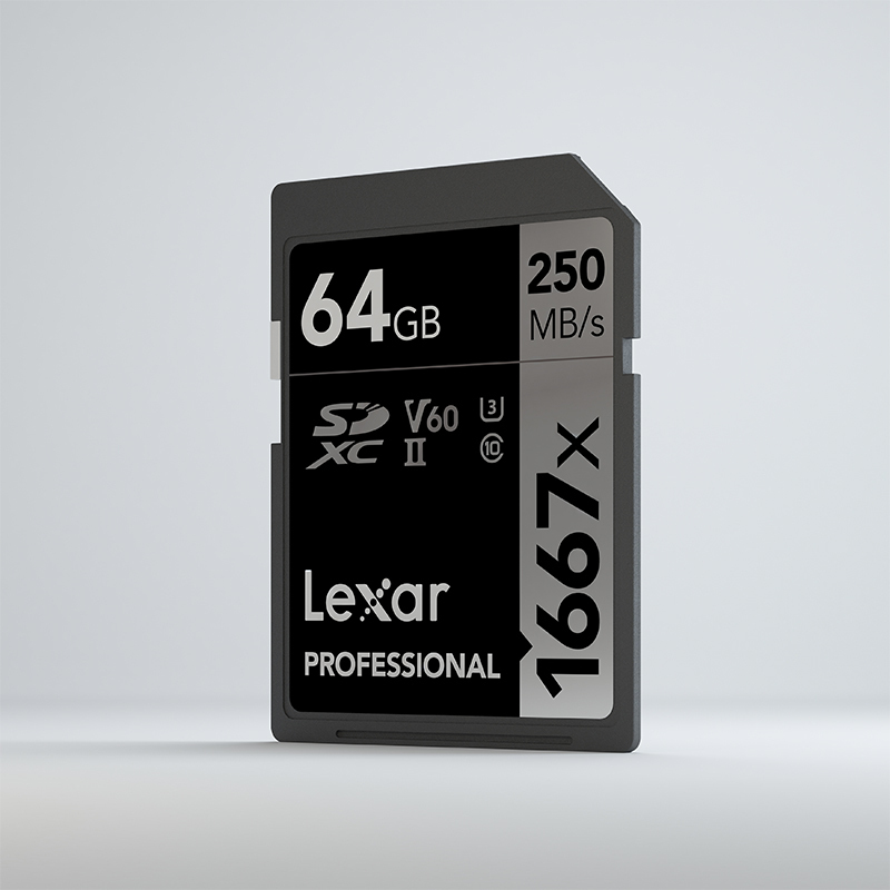 雷克沙(Lexar)64GB SD卡相机内存卡读250MB/s写120MB/s UHS-II单反存储卡 V60等级4K