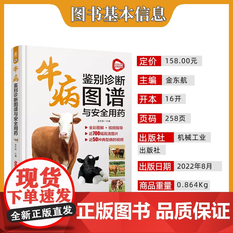 套装 2本一套 牛病鉴别诊断图谱与安全用药 牛病类症鉴别与诊治彩色图谱 9787111708025 978712235高清大图