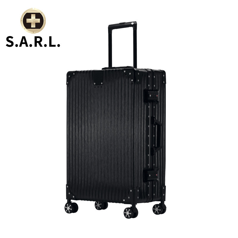 S.A.R.L瑞士拉杆箱 可放17.3英寸及以上手提电脑包铝框静音万向轮旅行箱 男女通用20寸海关密码锁箱 星耀黑20寸