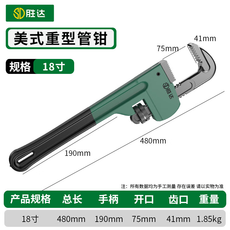 胜达管钳18寸管子钳扳手万能快速水管钳大号多功能管丝钳家用小管钳子高清大图