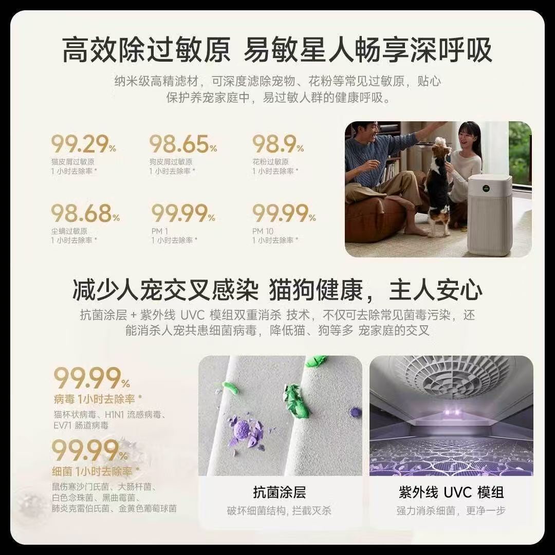 小米米家宠物空气净化器除异味臭味吸猫毛浮毛过敏原猫狗用正品高清大图