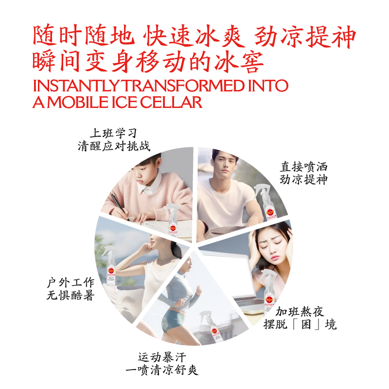 龙虎清凉喷雾降温神器夏季天衣物冰凉喷雾剂军训车内冷感凉爽非花露水高清大图