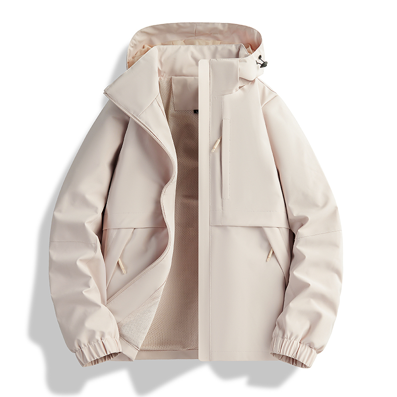 渔人船长时尚春季山系户外风衣情侣款运动外套防风透气单层薄款夹克冲锋衣 女微紫色 L