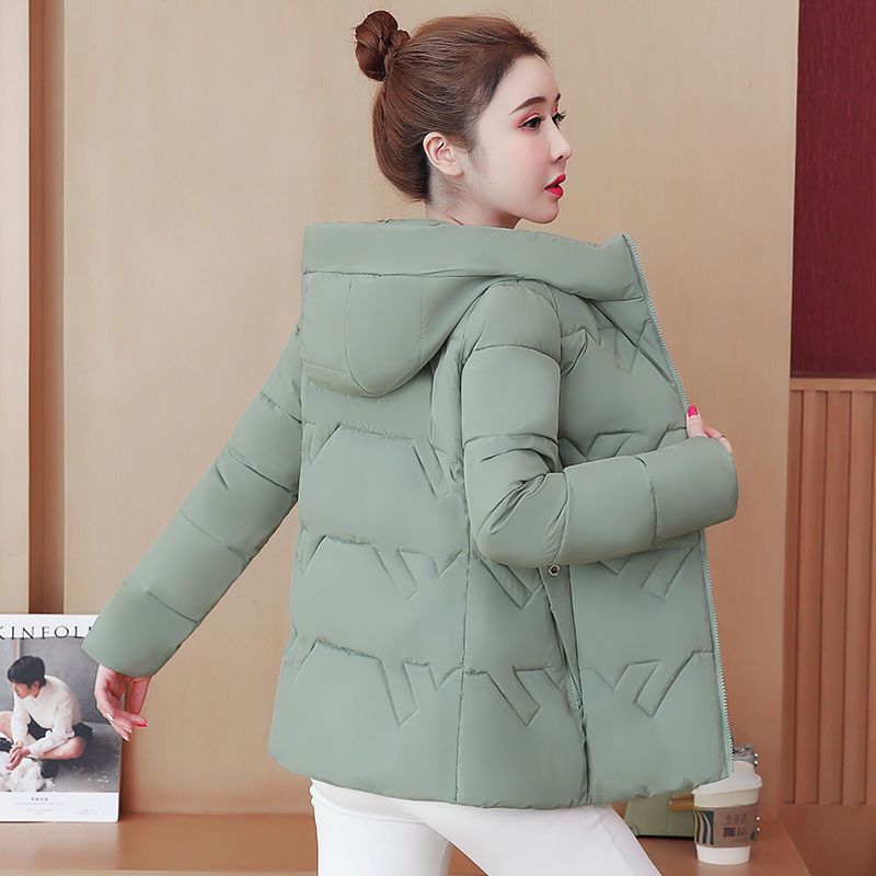 大码棉服女短款2021新款冬季棉衣修身显瘦洋气小棉袄保暖外套韩版 雾霾蓝 L 85-100斤