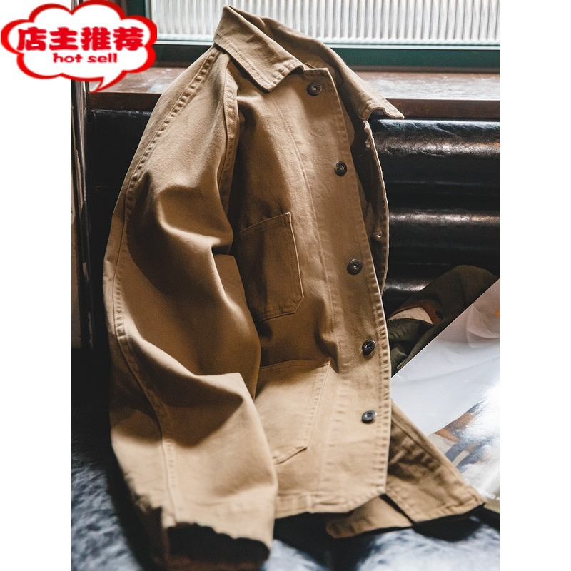 SHANCHAO美式复古工装夹克男宽松大码硬汉百搭多口袋外套