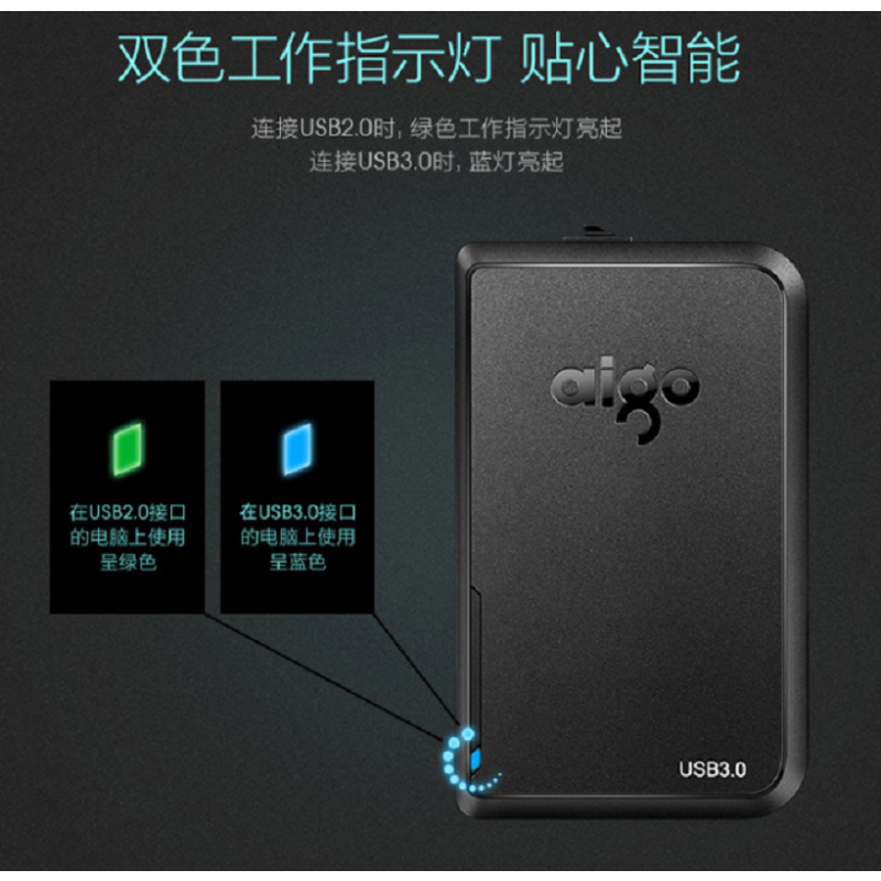 爱国者(aigo)1TB USB3.0 移动硬盘 HD806