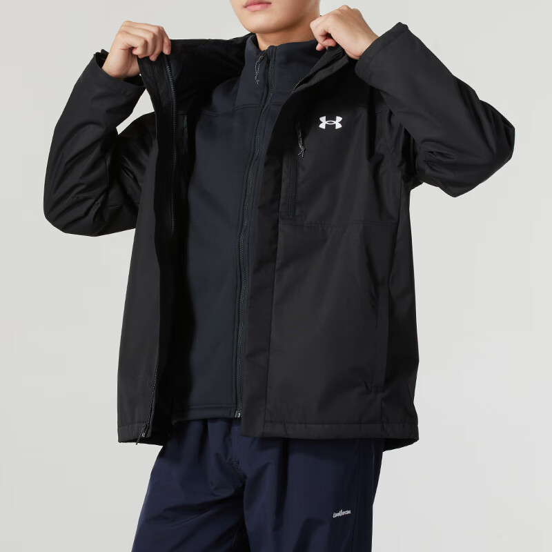 安德玛(Under Armour)男装 新款时尚运动休闲舒适透气保暖三合一夹克外套 1371585-002 ZP高清大图