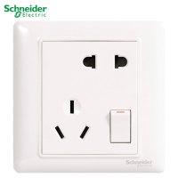 歌派 睿意系列经典白 开关插座家用86型 施耐德电气斜五孔插座带开关 经典白