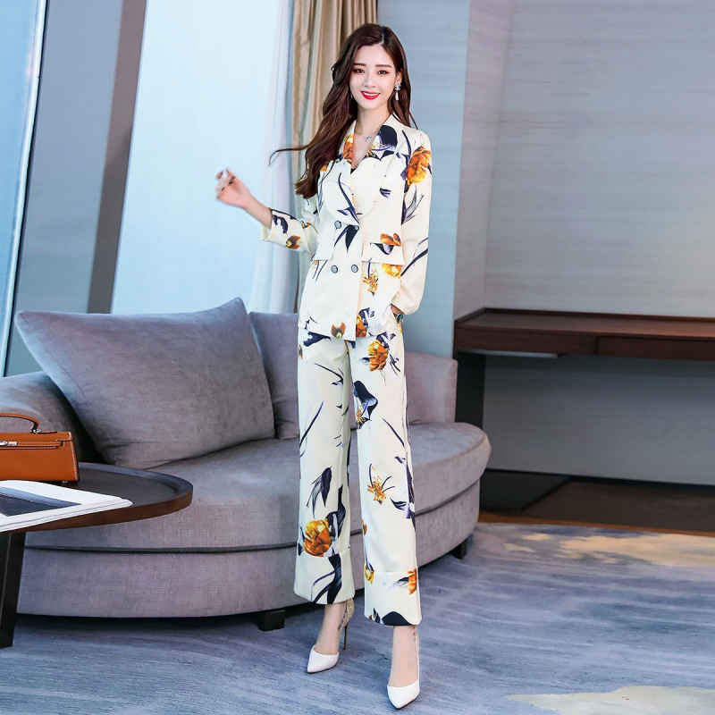 女神范阔腿裤套装女秋季女士新品韩版时尚气质显瘦西装休闲两件套