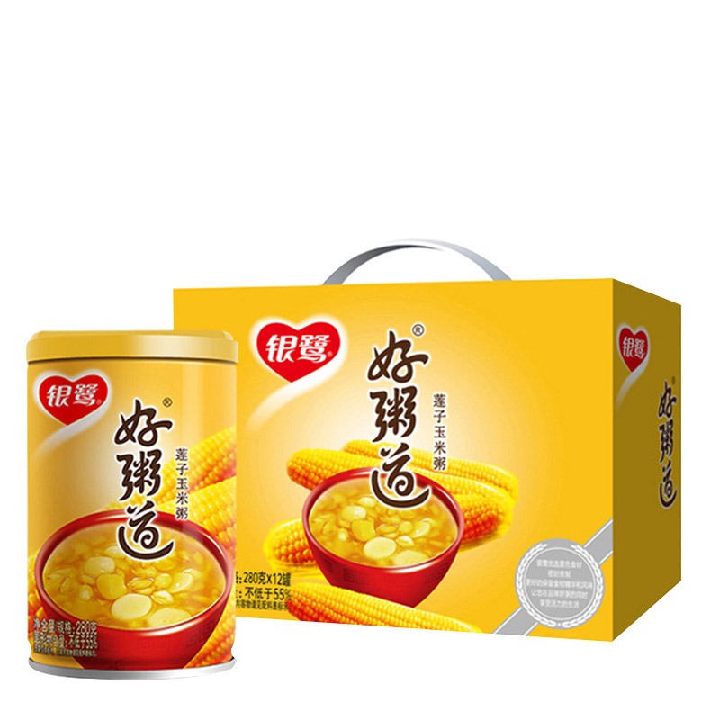 [苏宁超市]银鹭 好粥道莲子玉米粥 280g*12 速食粥(新老包装随机发货)高清大图