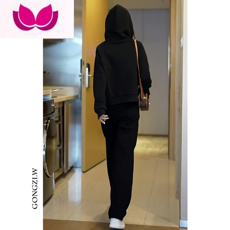 七斓奶糯风早春卫衣套装女气质百搭韩版连帽套头上衣显瘦休闲裤套