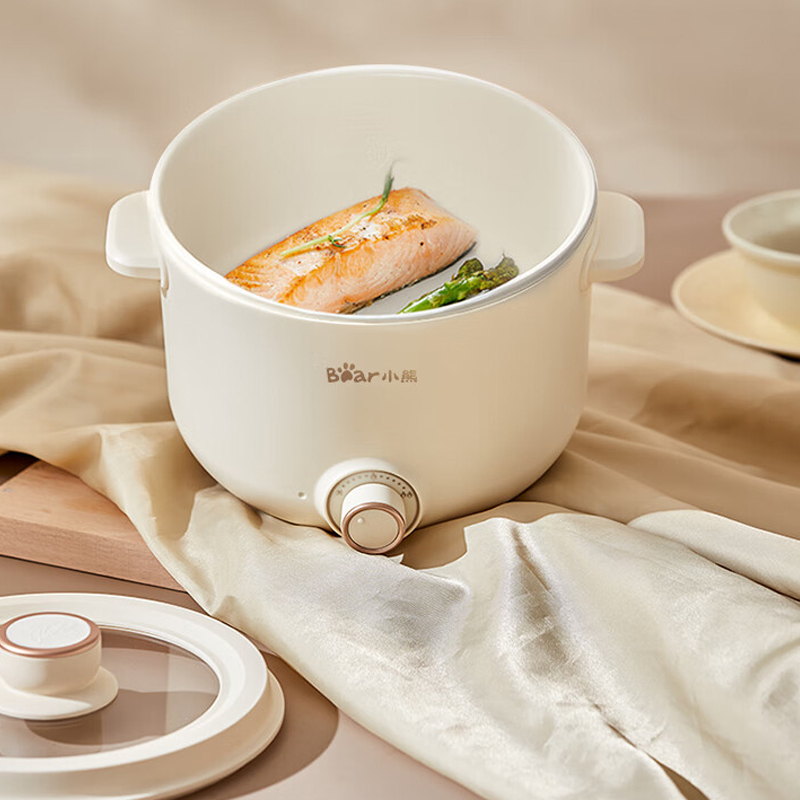 小熊(bear)电煮锅 泡面火锅宿舍小电锅 多功能多用途电热锅 2.5L一体式 DRG-E25H1 米色 / 台