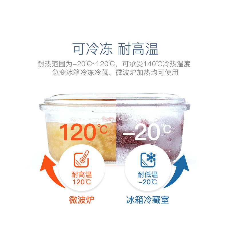 三光云彩(GLASSLOCK)保鲜盒韩国原装进口分隔玻璃饭盒可微波炉加热分格便当盒带盖密封碗 男女上班族带饭1000ml高清大图