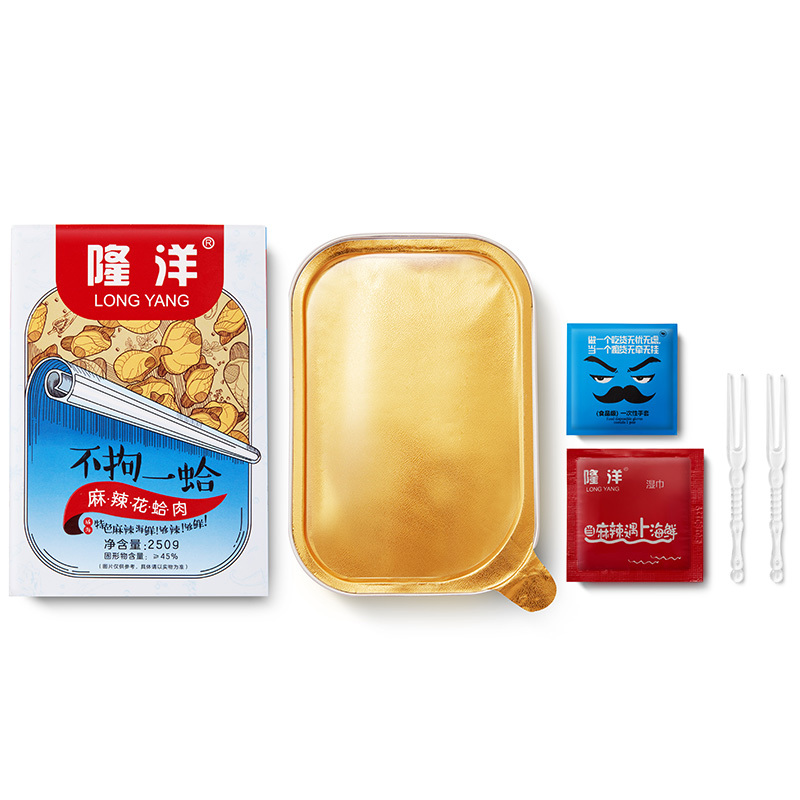 隆洋 麻辣花蛤肉 250g 即食海鲜 微波加热 方便美味