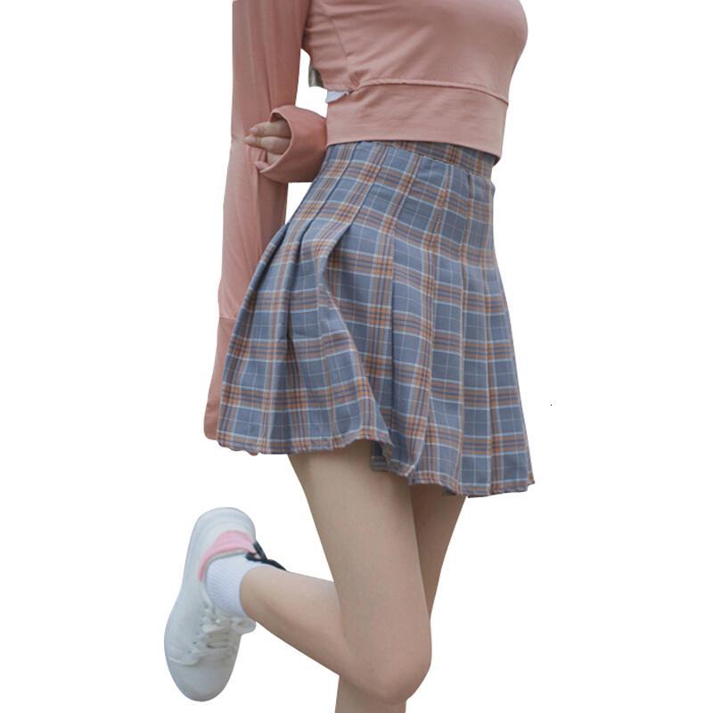 春秋韩版女装小清新格子半身裙高腰百褶裙裙子夏季学生A字裙短裙