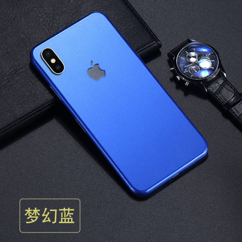 后膜xr手机贴纸iphonexsmax彩膜7后盖8 冰膜蓝色三片装 透明壳iphone8
