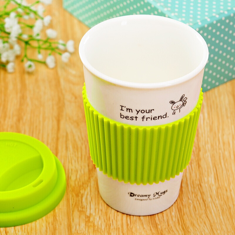 亿嘉IJARL 创意陶瓷情侣咖啡马克杯带盖随手水杯子三色可选高清大图