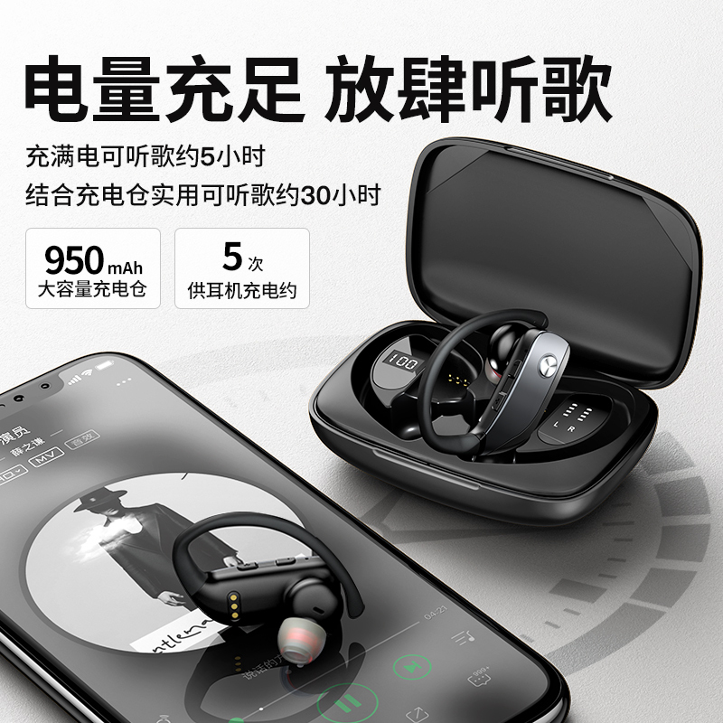 诺西蓝牙耳机双耳运动无线蓝牙超长待机跑步安卓苹果通用挂耳降噪