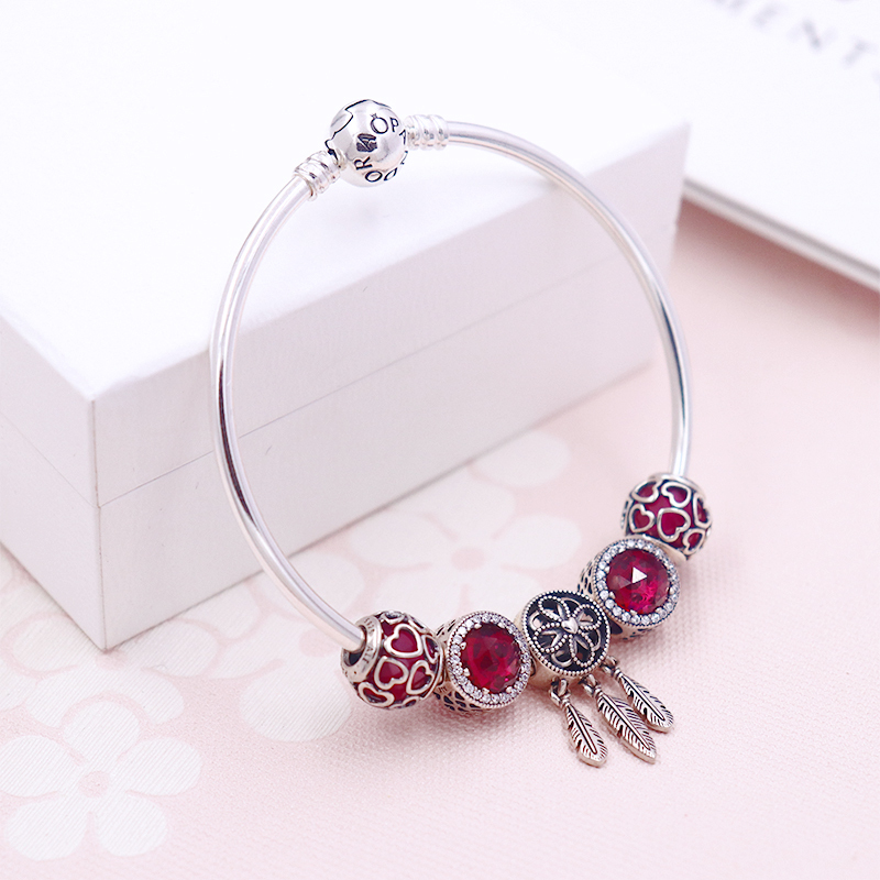 pandora潘多拉手链女925银红色捕梦网时尚饰品520送女友生日佳选