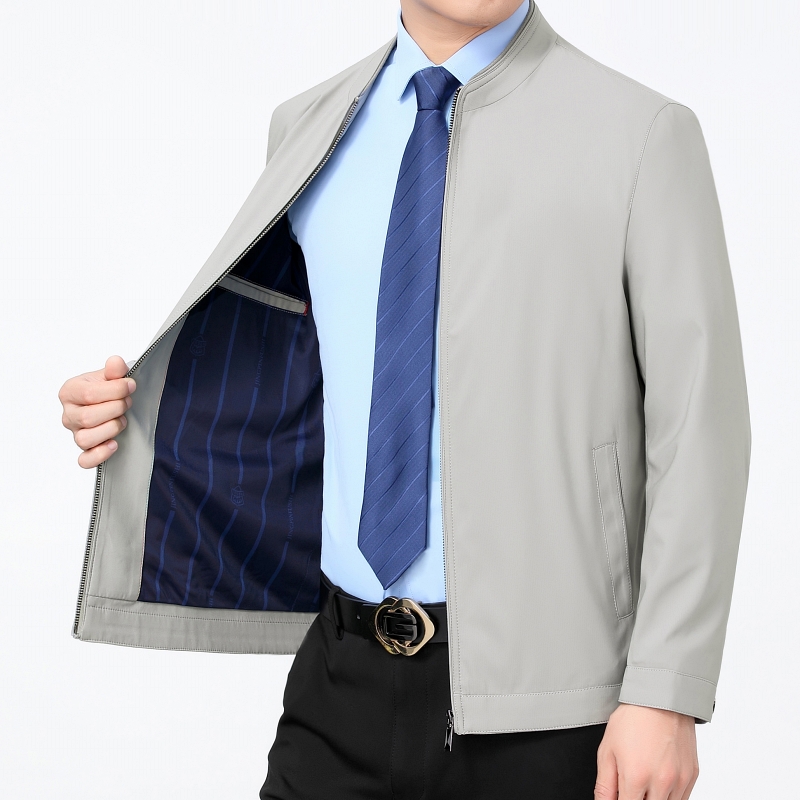 免费试穿 2026春秋季新款夹克男翻领拉链政务茄克免烫夹克衫青中年男士外套夹克男商务休闲翻领中老年领导干部茄克衫大码男装高清大图