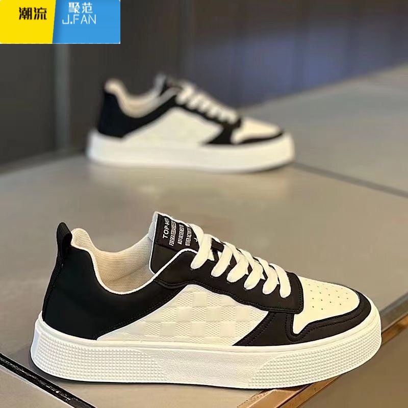 聚范男鞋新款透气学生小白鞋潮流百搭运动休闲鞋低帮潮牌板鞋男 BT88黑色 40