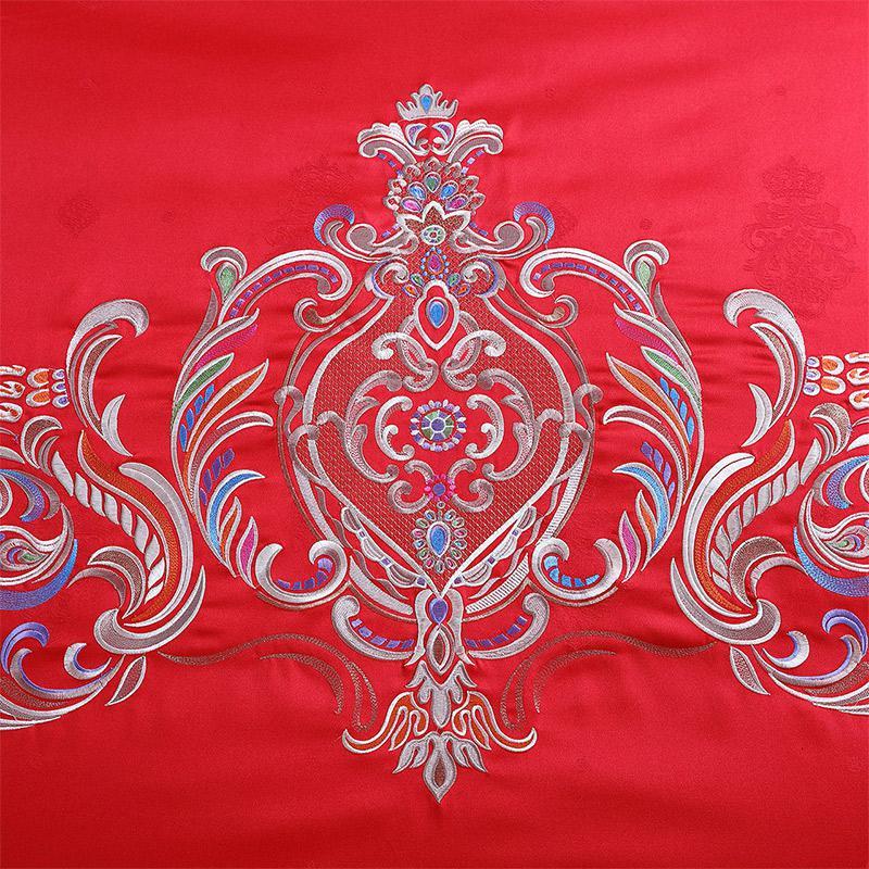 美帮汇家纺婚庆四件套提花绣花被套床单喜庆结婚套件18米床上用品