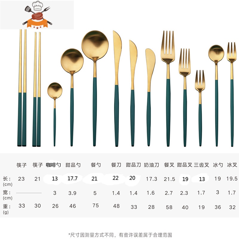 304西餐甜品盘家用牛排刀叉勺筷子盘子套装网红餐具陶瓷圆形早餐 敬平 C墨绿金西餐(刀+叉+勺)+筷子高清大图