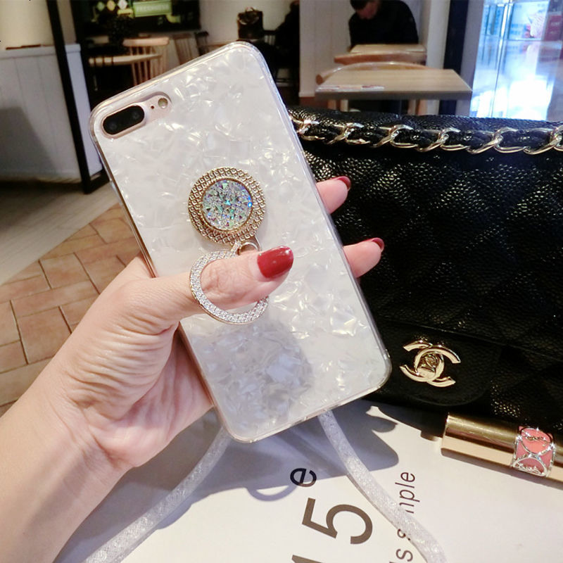 适用冰晶贝壳oppo59s手机壳女款83t指环支架1挂绳73套79k潮57m