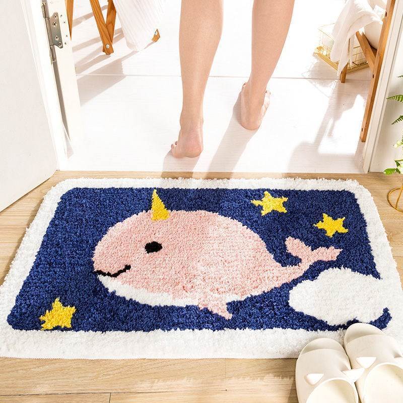嘉创优品 卡通地垫门垫地毯卧室门口卫生间浴室防滑垫家用进门脚垫卫浴垫子 50*80CM[好运-厚款长毛]高清大图