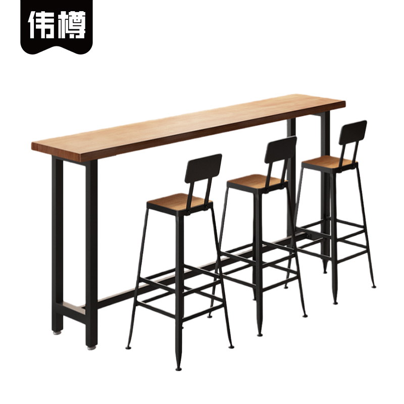 伟樽吧台桌220*40*105cm+椅子*3套高清大图