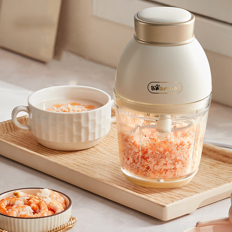 小熊(bear)婴儿辅食机 小型多功能打泥搅拌机 家用迷你绞馅碎肉机 QSJ-D02Q1 米白色 0.6L / 台