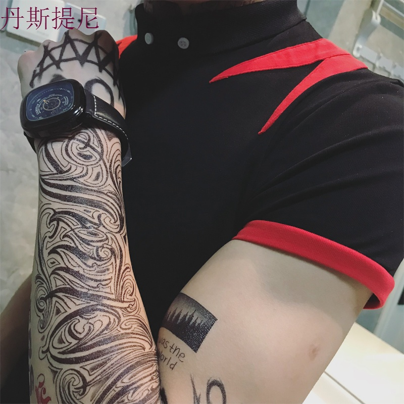 2018夏季新款男士短袖T恤潮流个性印花保罗衫韩版修身青年polo衫