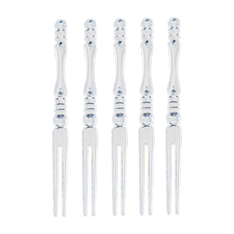 水果叉吃水果蛋糕叉点心叉子独立装一次性透明塑料两齿家用水果签-爱心叉黑色独立装200支高清大图