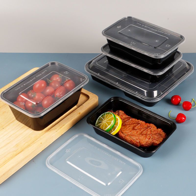 一次性长方形餐盒透明塑料外卖便当打包盒保鲜盒加厚带盖饭盒批发方