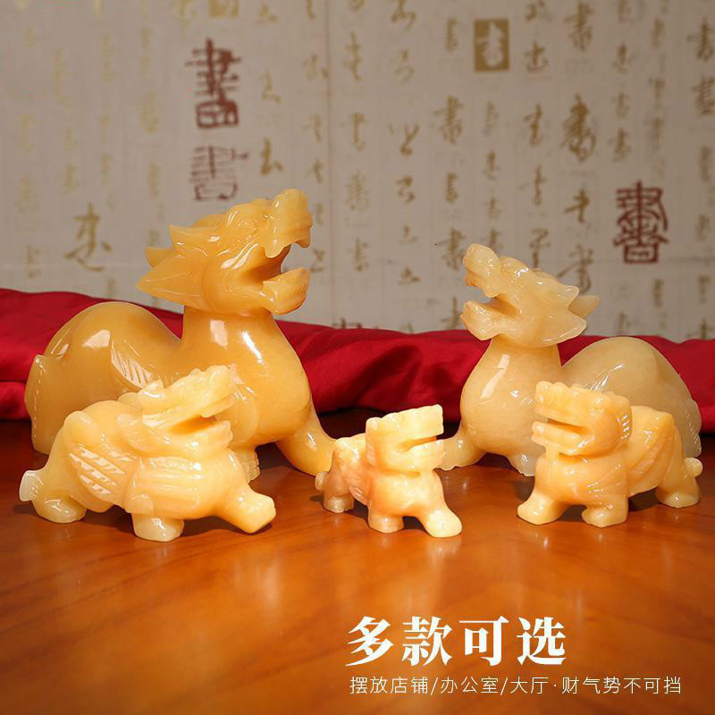 玉石双貔貅摆件寓意客厅镇宅辟邪风水玉石貔貅摆件一对_634_935