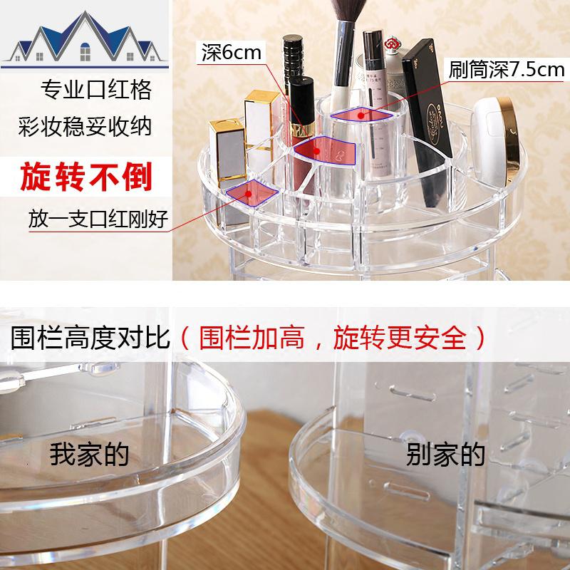 旋转化妆品收纳盒置物架透明亚克力梳妆台护肤品口红盒子欧式抖音 三维工匠高清大图