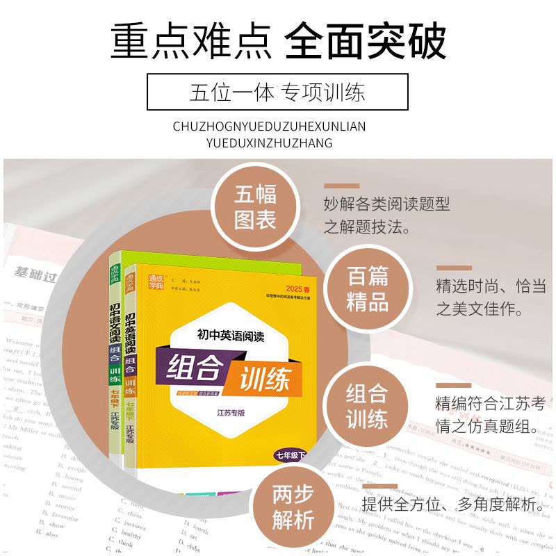七年级上 语文+英语 阅读[江苏专版] 初中通用 [正版]江苏版2025初中语文英语阅读组合训练七年级八年级上下册九中考图片