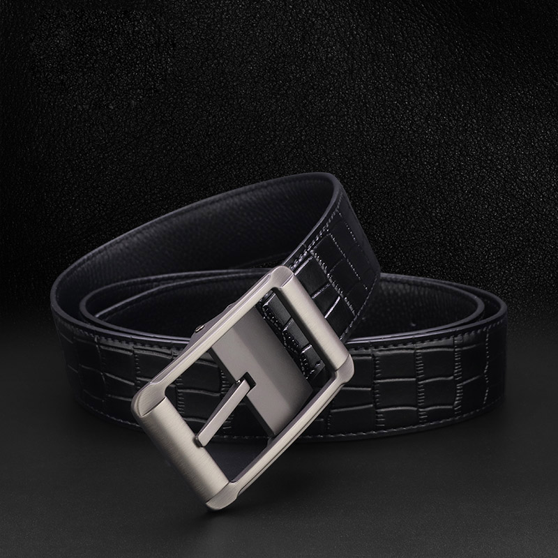 鳄鱼纹皮带男士真皮针扣头层牛皮腰带男装韩版潮流商务正装西裤带参数