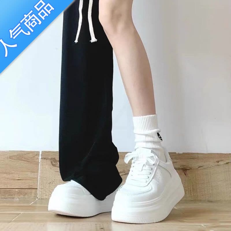 SUNTEK厚底松糕鞋子女2023年新款春夏季学生增高透气小白鞋运动休闲板鞋图片