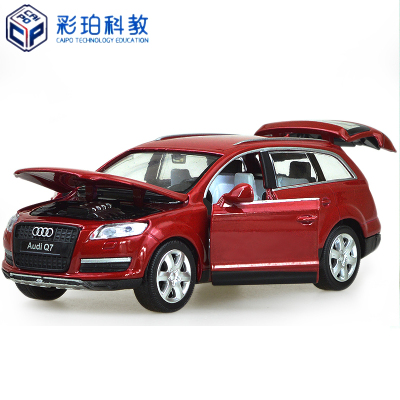 彩珀奥迪Q7越野车SUV合金声光回力可开门儿童玩具模型