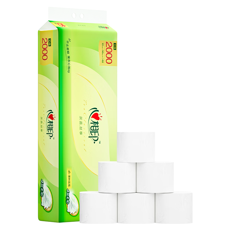 RW1010(单提)心相印茶语丝享200克10粒装四层无芯卫生纸(101卷高)