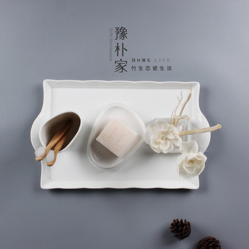 简约陶瓷卫浴四件套日式洗漱五件套浴室用品套装件牙刷杯漱口杯