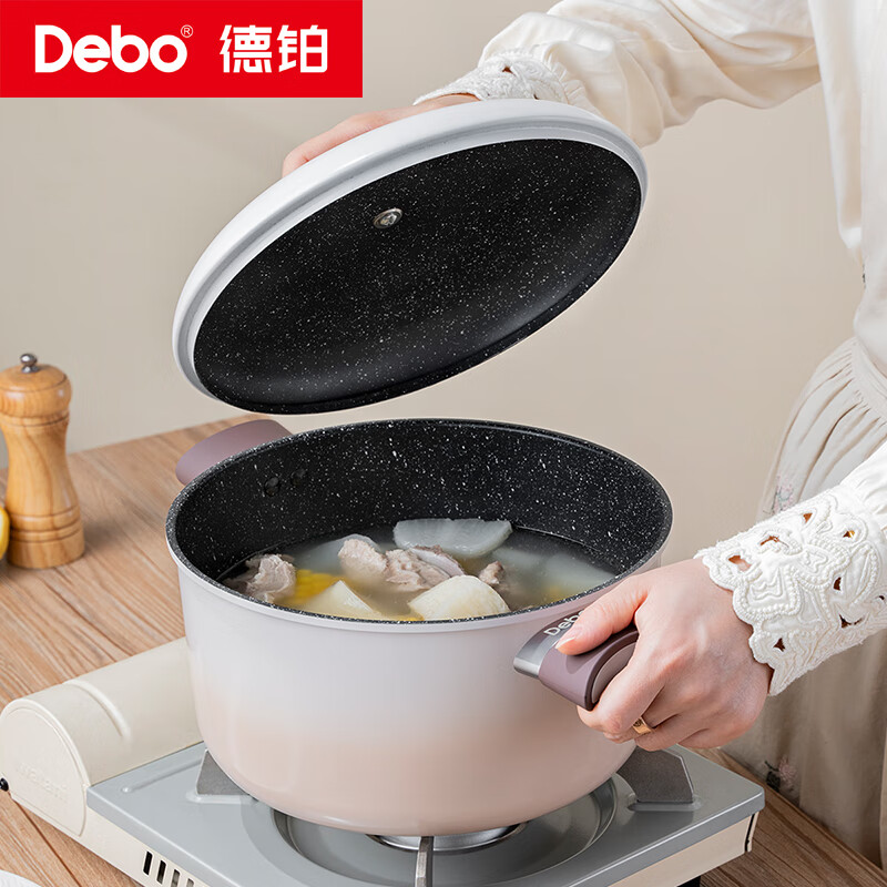 德铂(Debo) DEP-949 卡布奇诺 不粘锅三件套 炒锅30cm+煎锅24cm+汤锅24cm高清大图