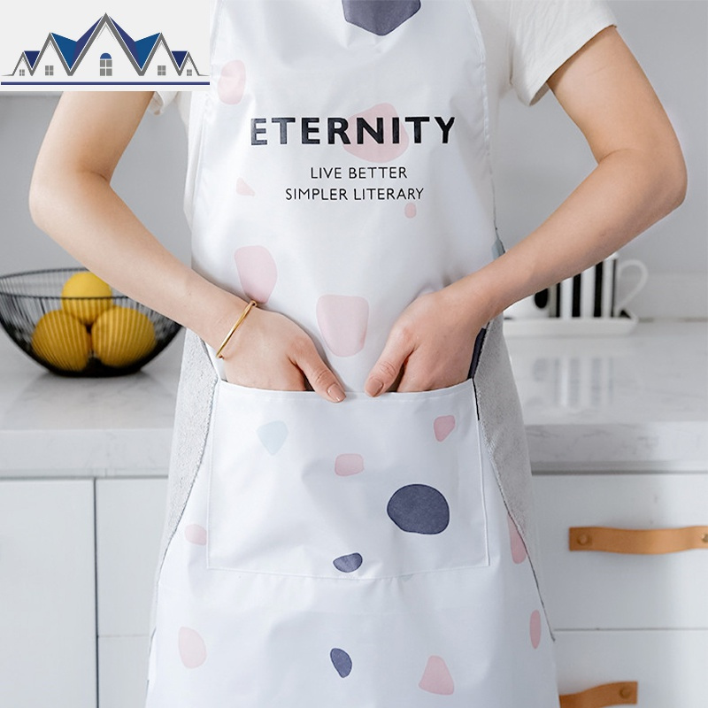 可擦手围裙家用厨房防水防油工作服成人做饭家务女时尚围腰罩衣 三维工匠
