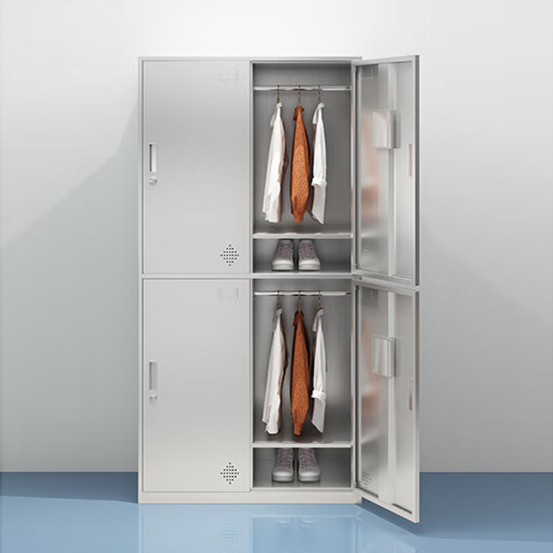 鑫升顺不锈钢更衣柜员工衣柜储物柜更衣室储物柜304四门更衣柜高清大图