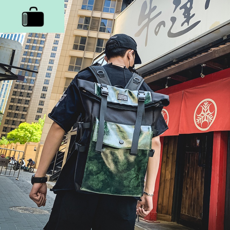 双肩包男ins潮牌复古大容量简约高中学生书包女时尚潮流原宿背包NEW LAKE高清大图